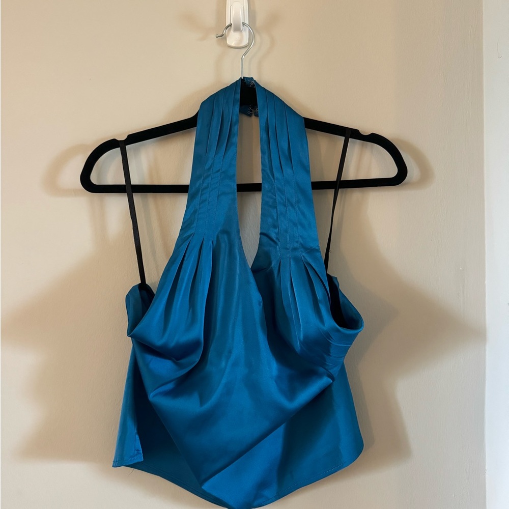 Elegant Blue Halter Top
